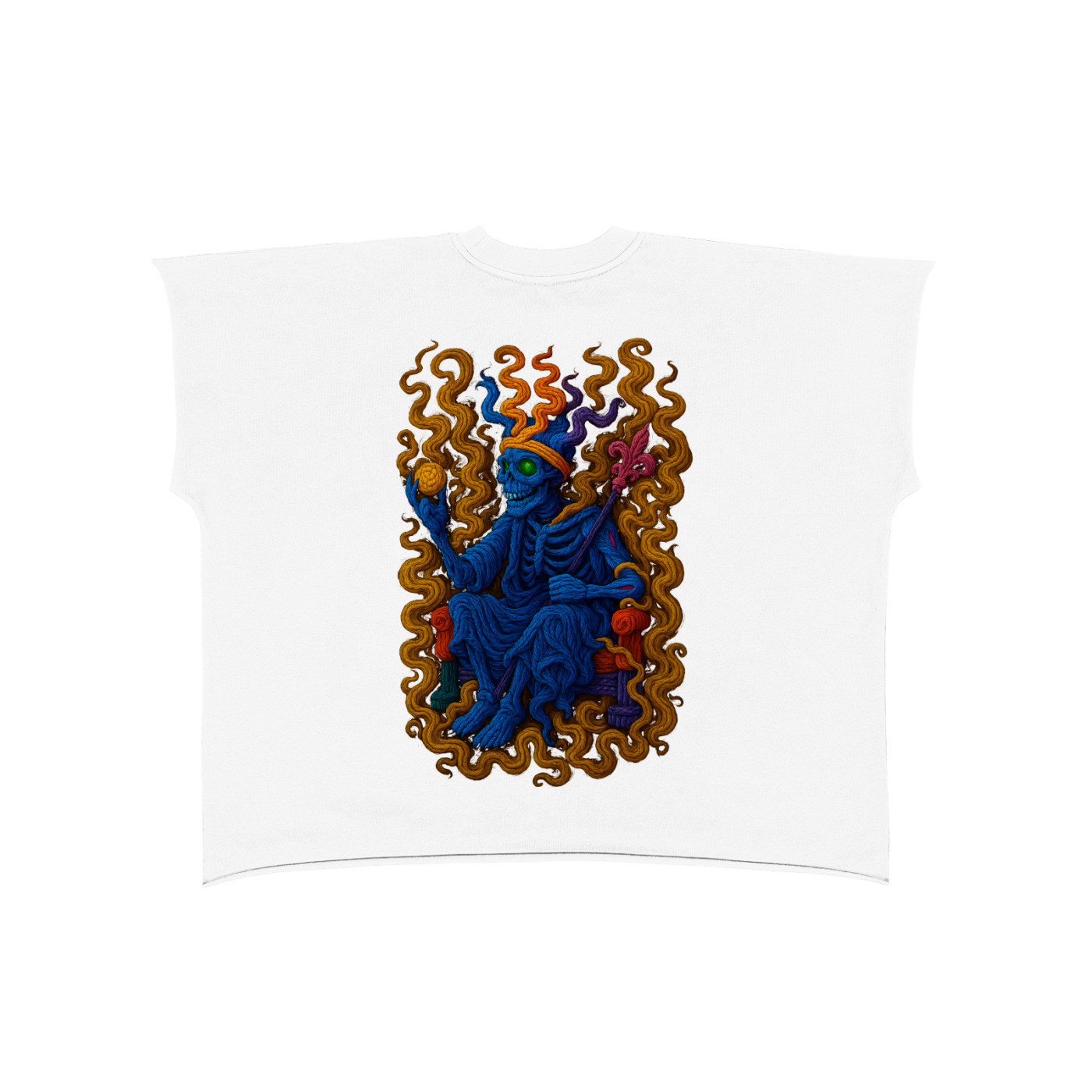 “SKLTN”Raw Edge Boxy Non-Shrink T-Shirt
