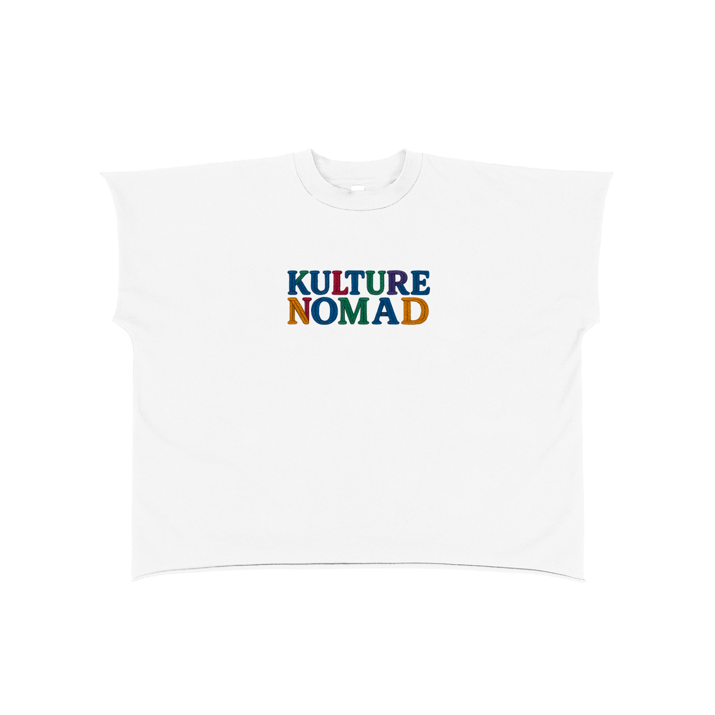 “SKLTN”Raw Edge Boxy Non-Shrink T-Shirt
